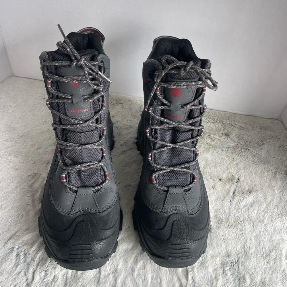 Columbia Men's Waterproof Hiking Boots - Gray and Red Size 10